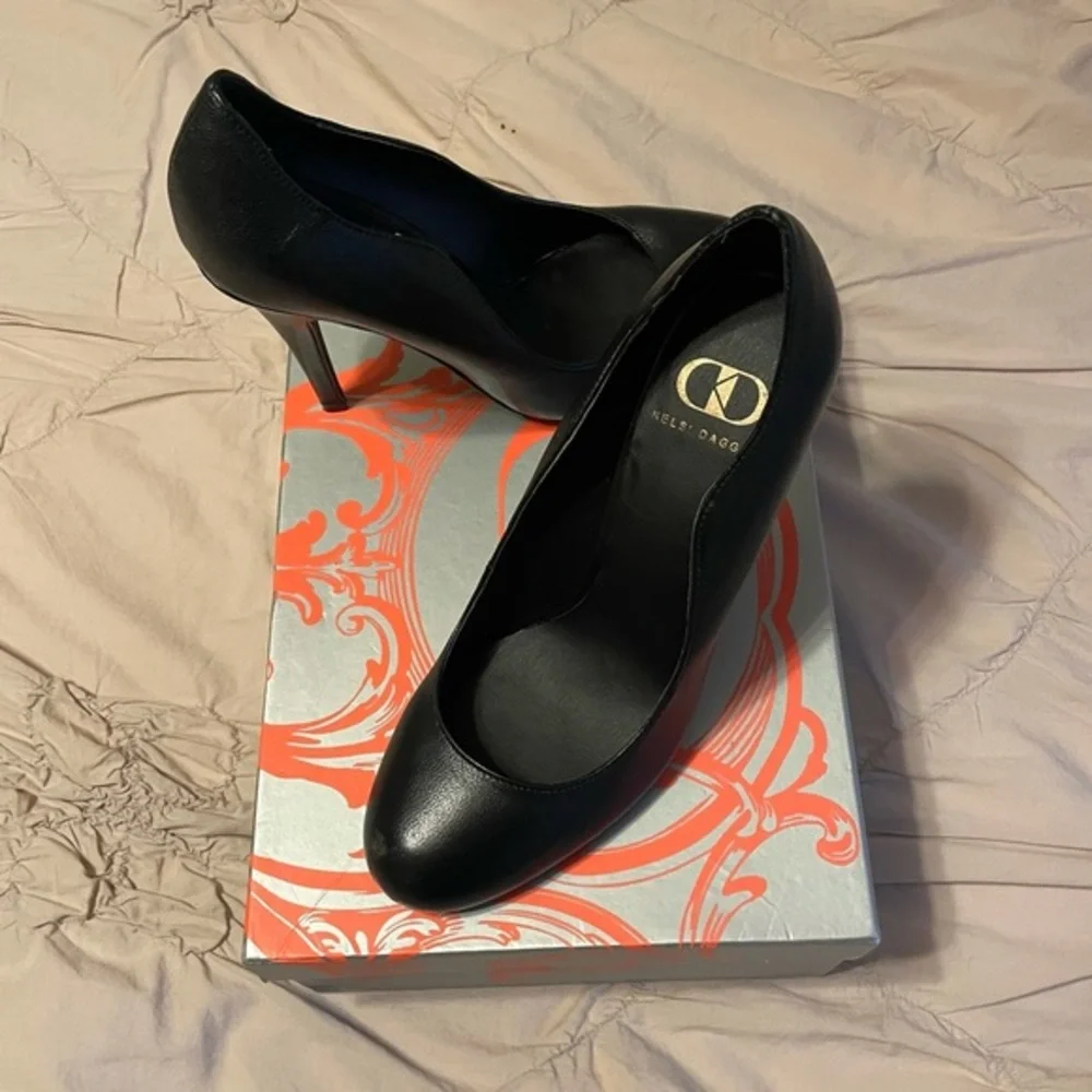 NEW Black Leather Pumps Heels‎ Lillian Size 7.5 Kelsi Dagger